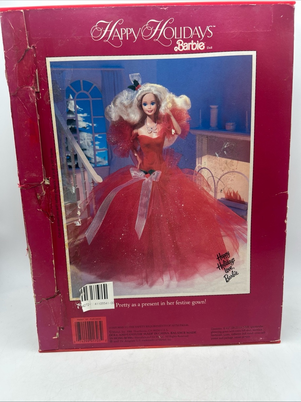 Vtg Happy Holidays Special Edition Barbie Mattel 1988 1st Edition Red Dress-Read - Picture 11 of 16